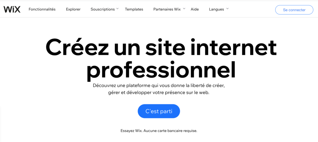 Créer site web avec Wix